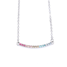 Panjia Colorful Love Arc Necklace S925 Silver Rainbow Sterling Silver Clavicle Chain Color Charm Necklace Pandora